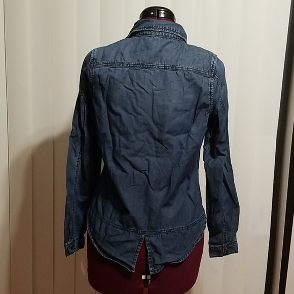 Denim, metal button down shirt by BLANK NYC - Picture 3 of 7